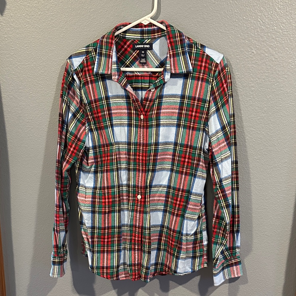 Lands' End Women's Multicolor Plaid Shirt